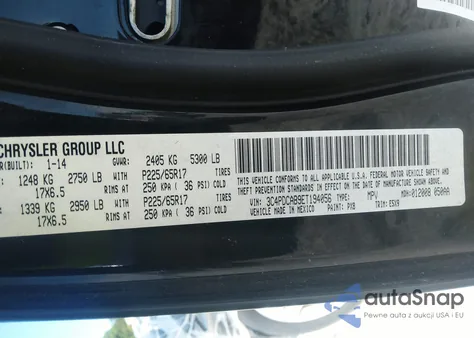 2014 Dodge Journey American Value Pkg from USA, damaged, VIN 3C4PDCAB9ET194056